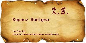 Kopacz Benigna névjegykártya